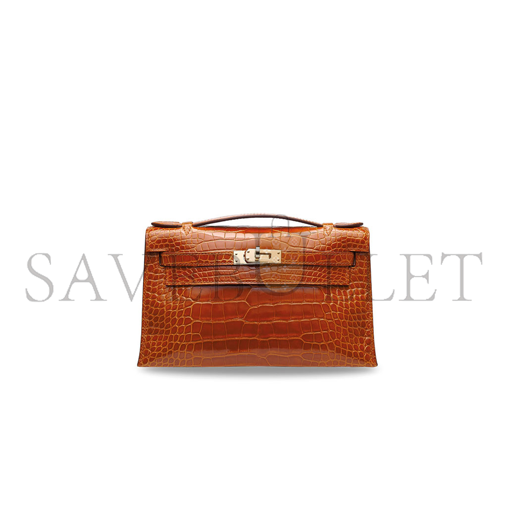 H**mes master pain dÉpice alligator kelly pochette with permabrass hardware (22*14*7cm)